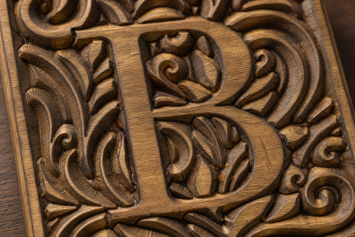 Carved Wood Monogram Letter Plaque 10"x10" – Custom Initial Wall Sign, Farmhouse Entryway Decor, Wedding Housewarming Gift