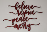 Decor - Believe, Rejoice, Peace, Merry